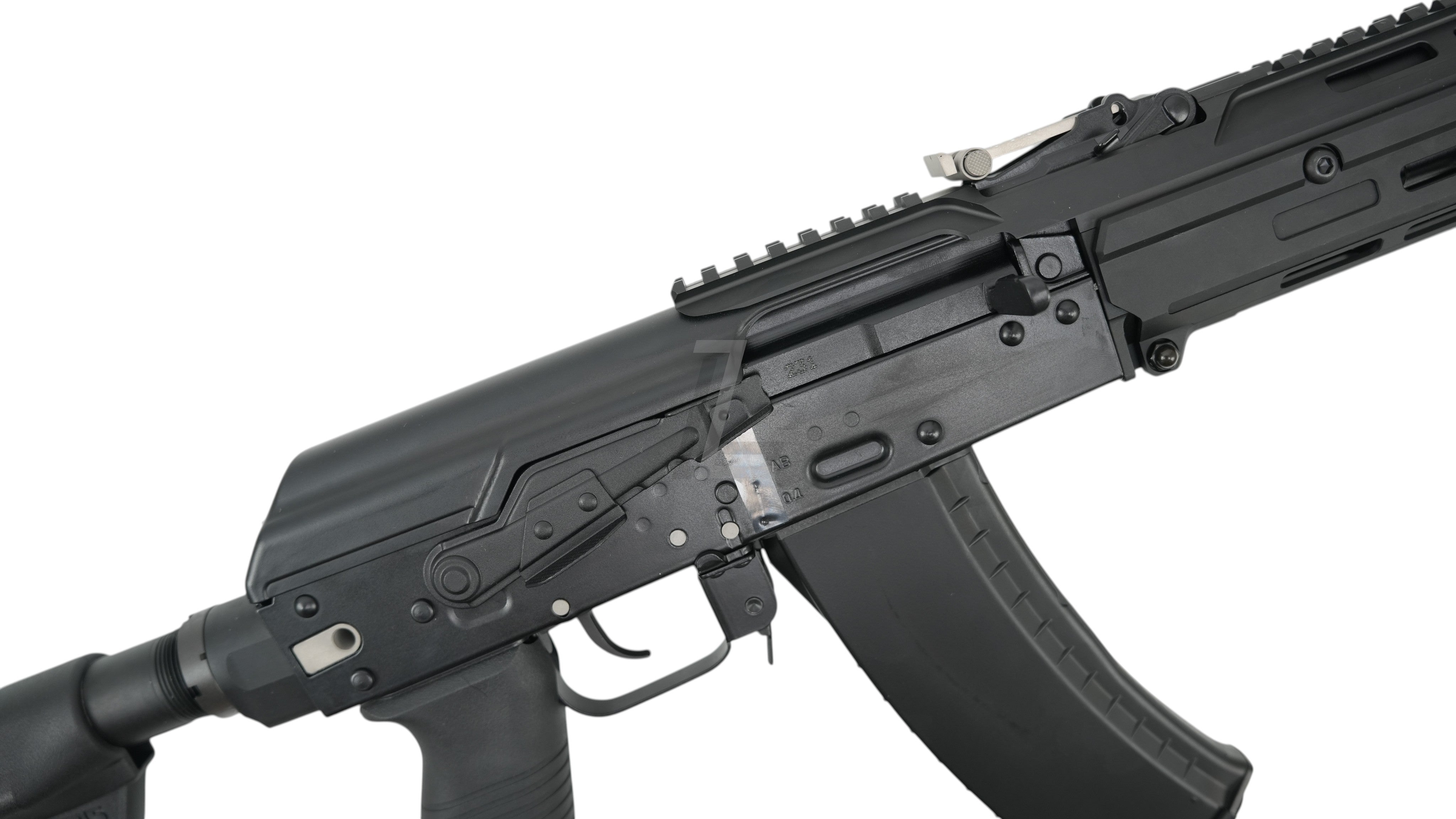 Landing Zone VFC AK105 tactical GBB airsoft rifle featuring a black stamped steel receiver and M-LOK handguard.