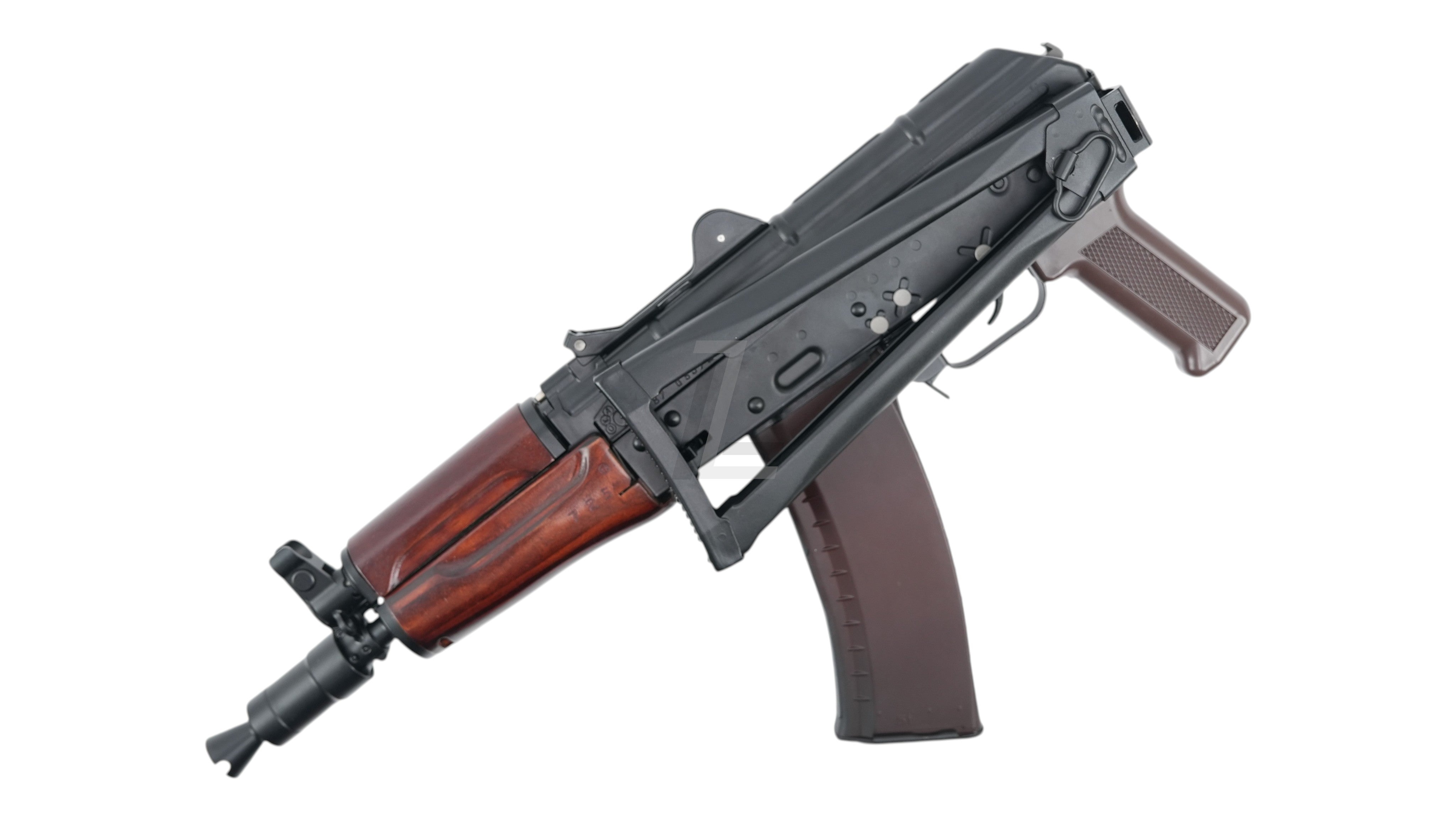 Landing Zone VFC AVS74U AKS74U gas blowback airsoft rifle with wood handguard and black metal receiver
