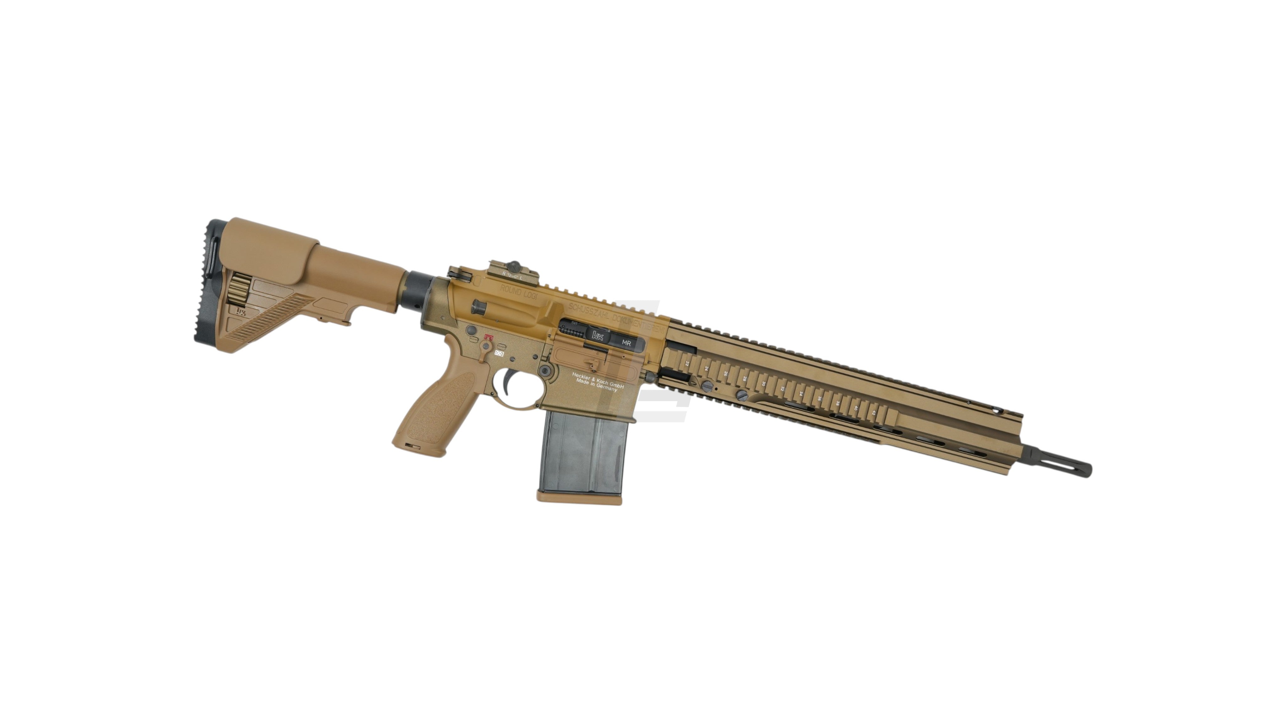 Landing Zone VFC G28 GBB airsoft rifle in tan with Umarex licensed HK markings and DMR style design