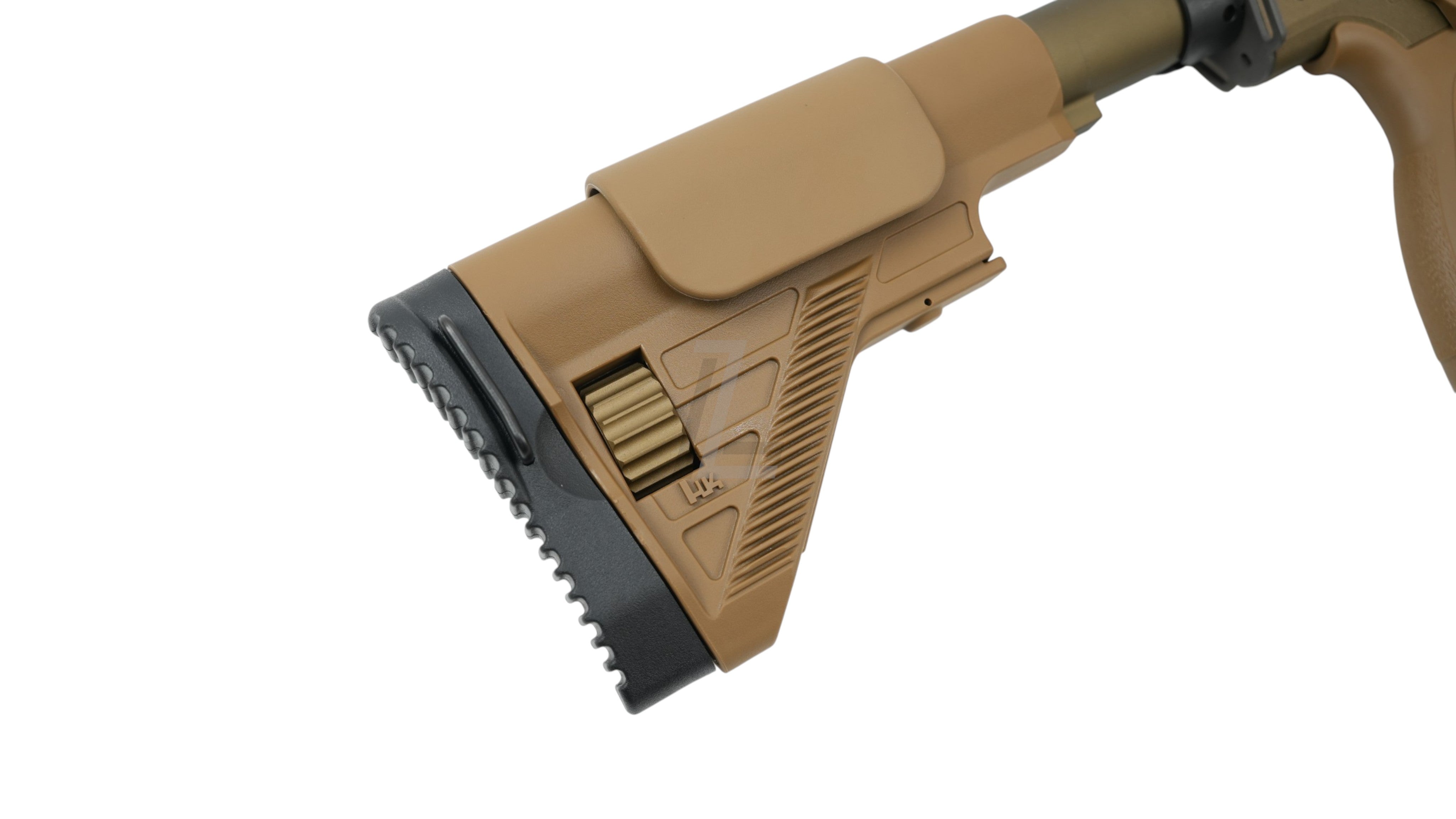 Landing Zone VFC G28 GBB airsoft rifle adjustable tan polymer stock with black rubber buttpad