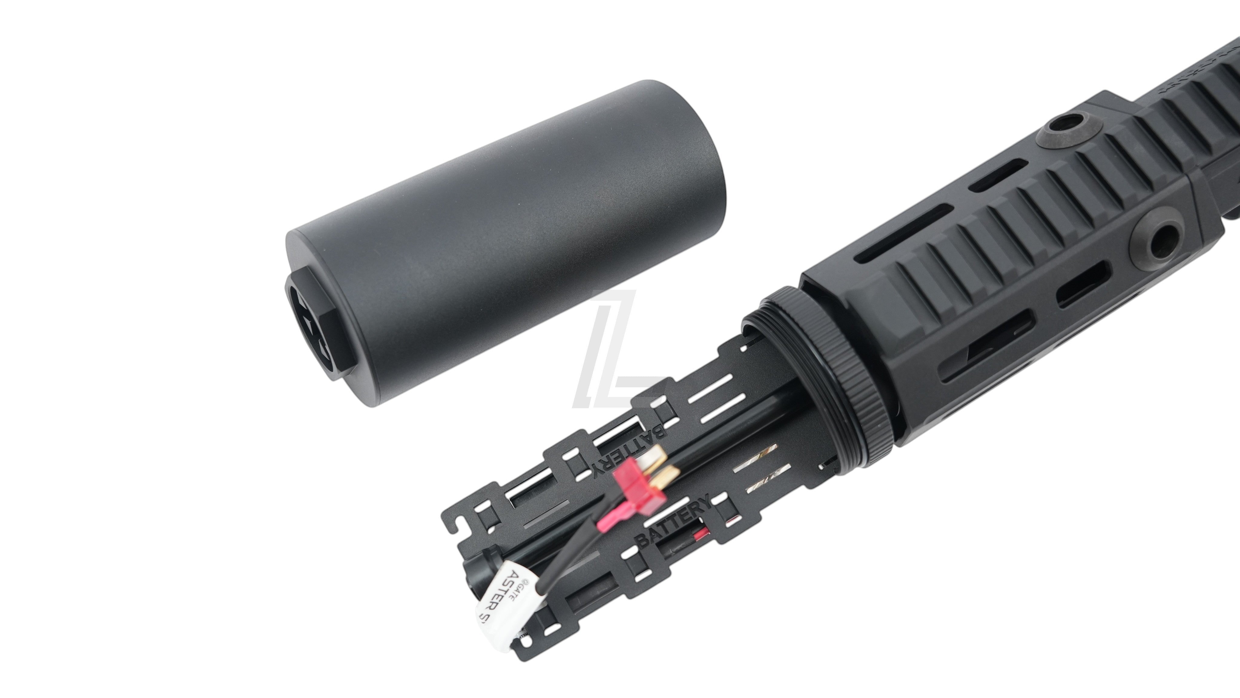 Landing Zone VFC Maxim Defense PDX-SD airsoft rifle handguard with integrated suppressor and battery compartment