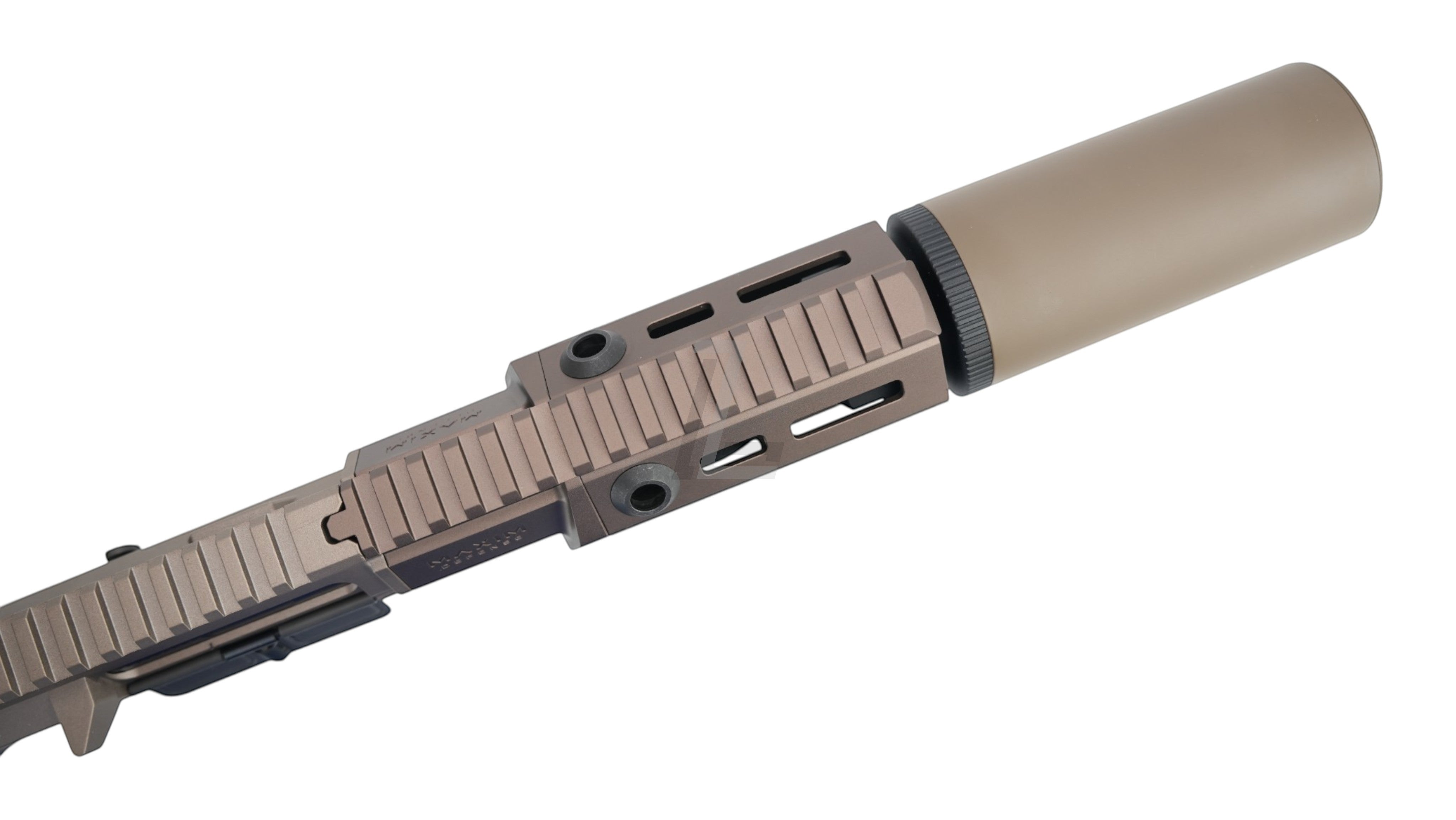 Landing Zone VFC PDX-SD Maxim Defense licensed tan airsoft AEG upper receiver with integrated suppressor