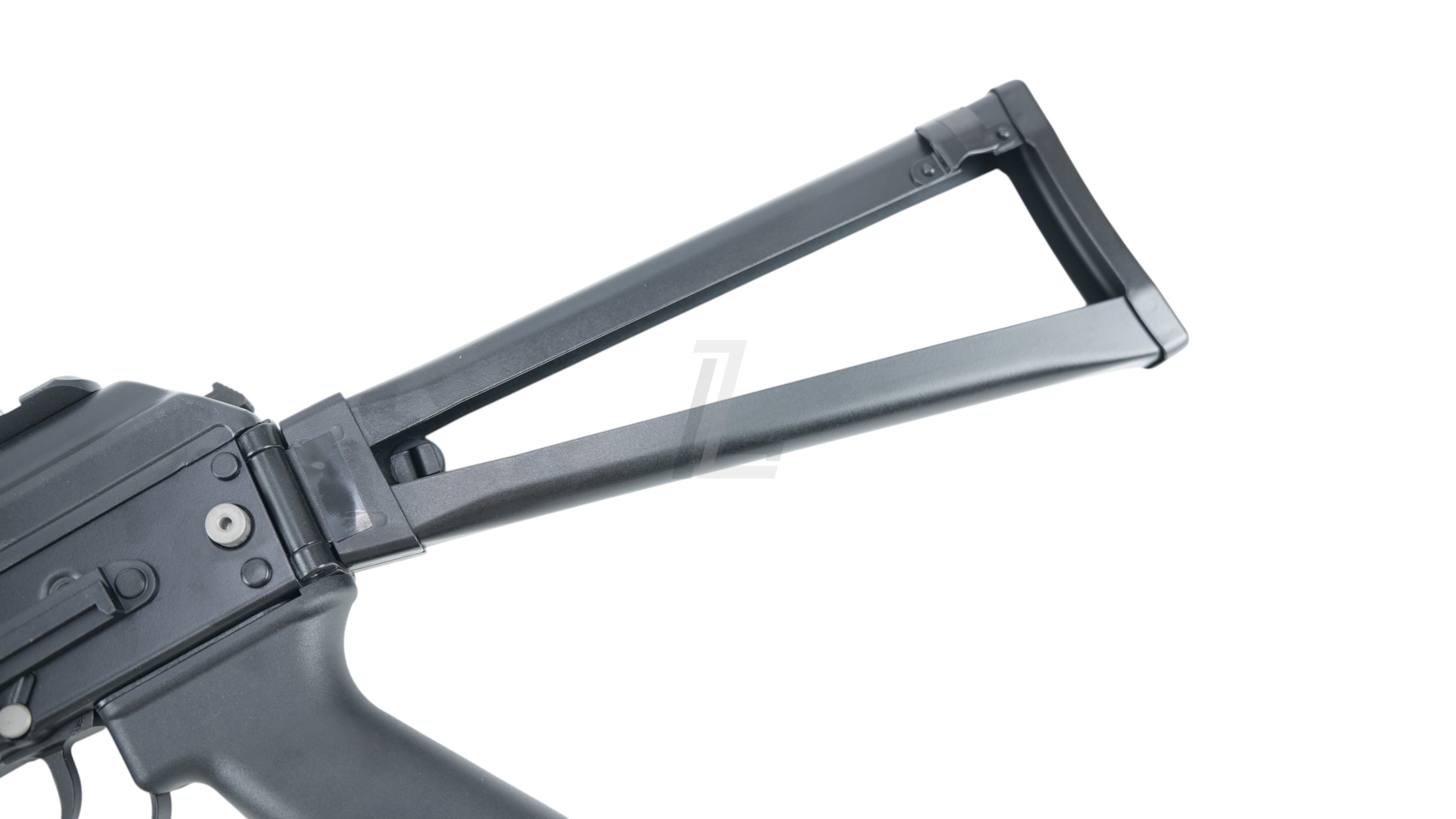 Landing Zone VFC PP-19-01 Vityaz GBB airsoft rifle showing the black metal folding stock mechanism