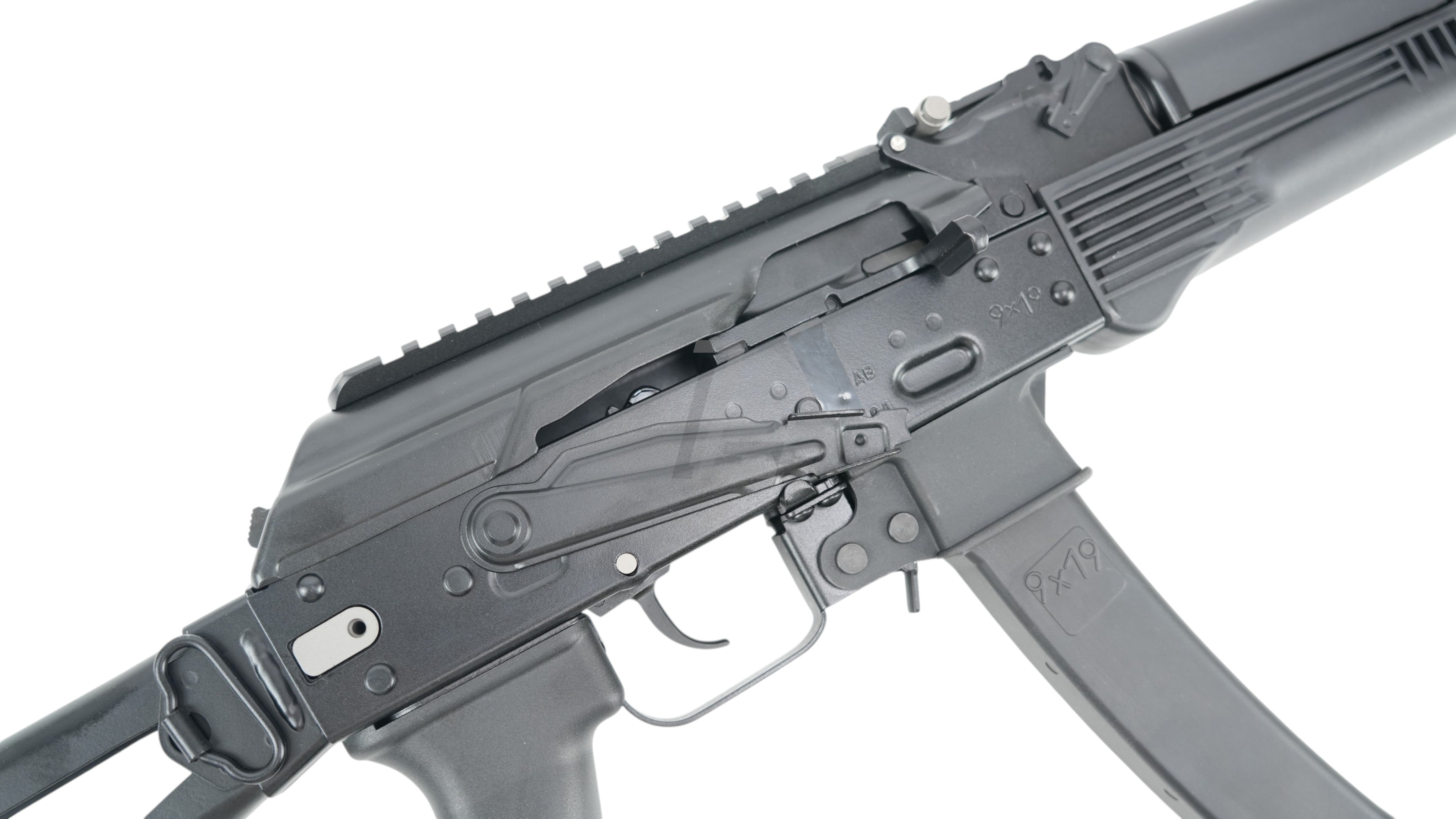 Landing Zone VFC PP-19-01 Vityaz GBB airsoft submachine gun in black with detailed receiver and rail system