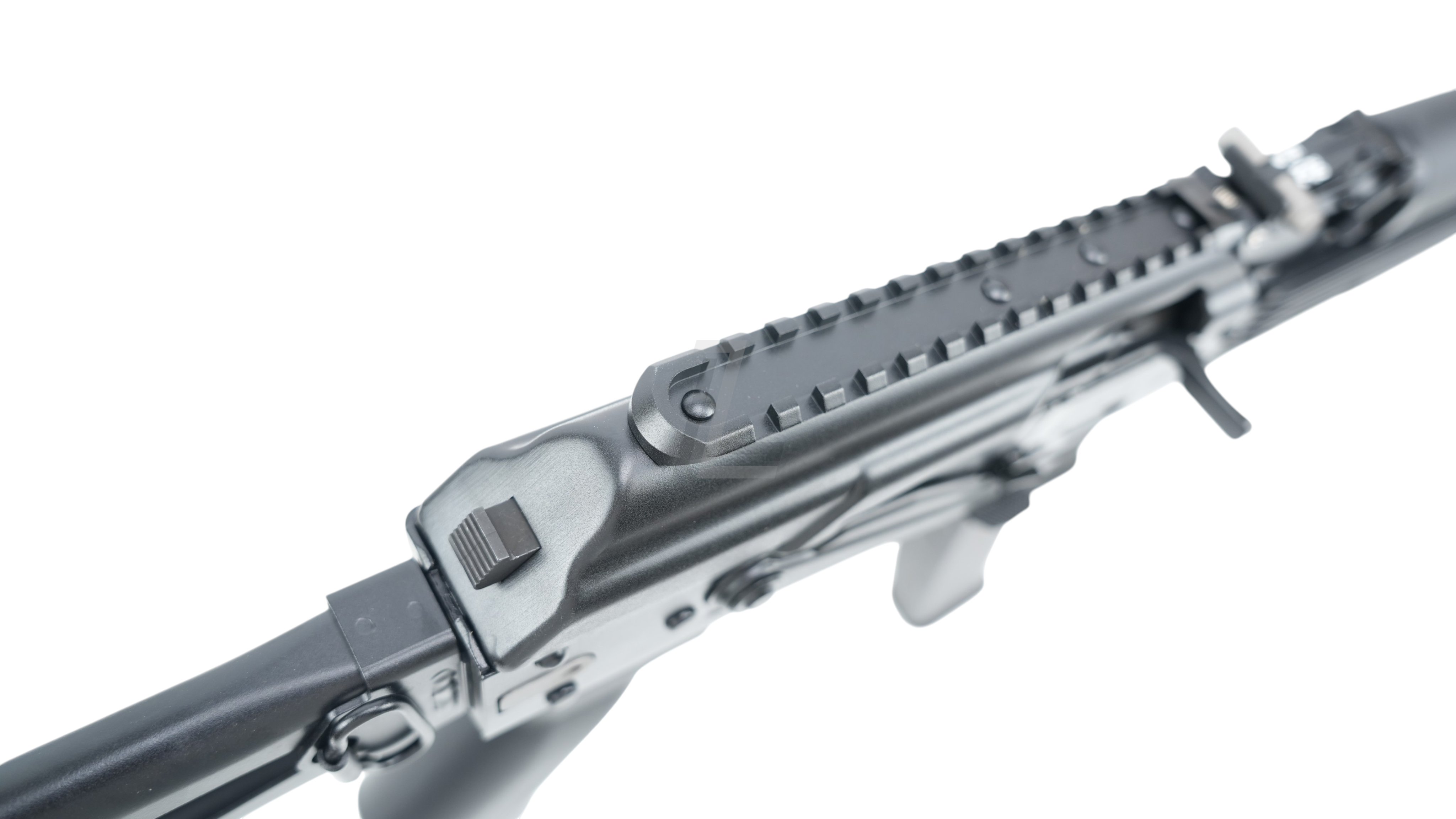 Landing Zone VFC PP-19-01 Vityaz GBB airsoft rifle top view showing the integrated picatinny rail on the receiver