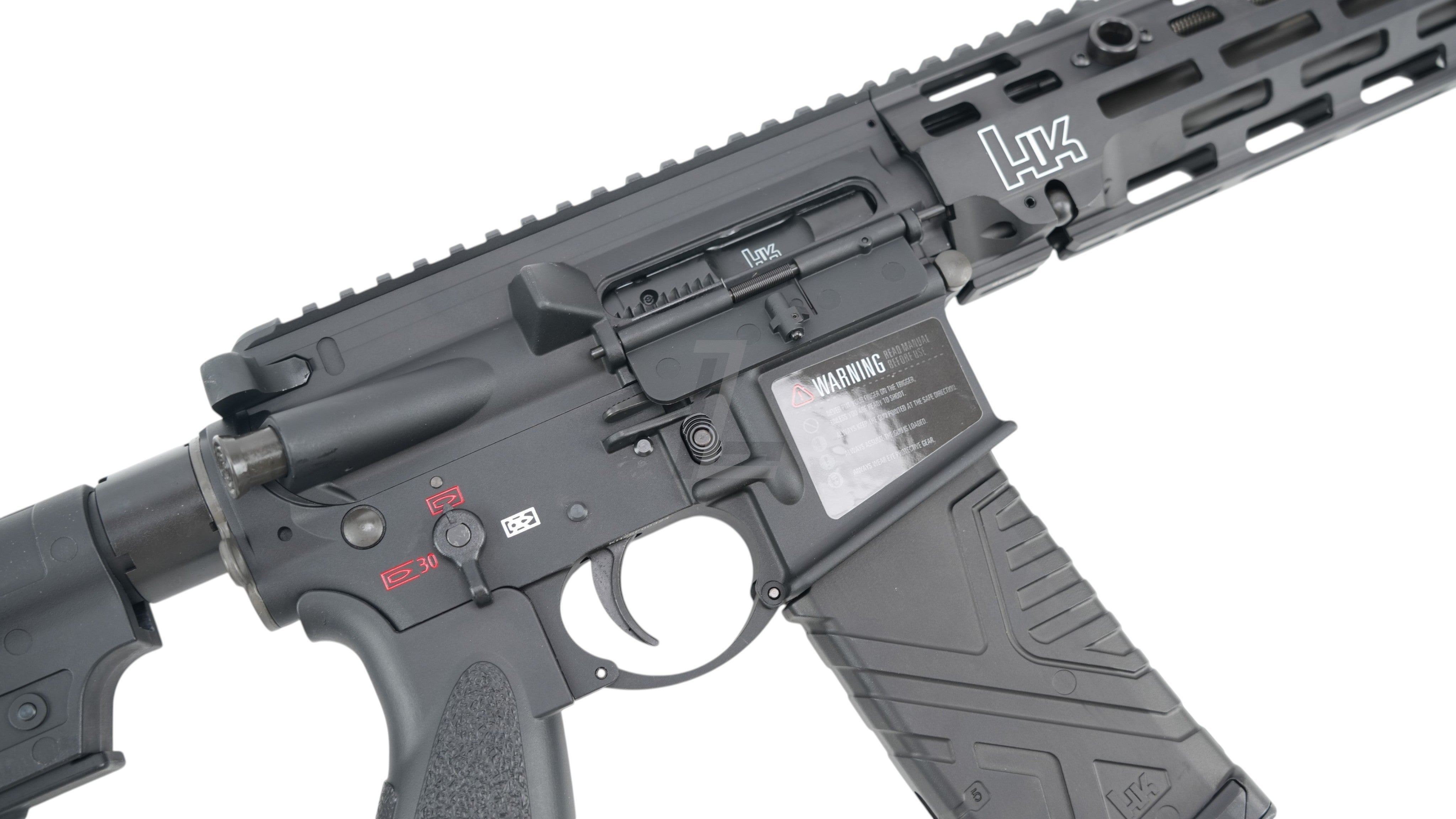 Landing Zone VFC UMAREX HK416A5 M-LOK EVO GBB airsoft rifle in black with authentic HK markings and ambidextrous controls