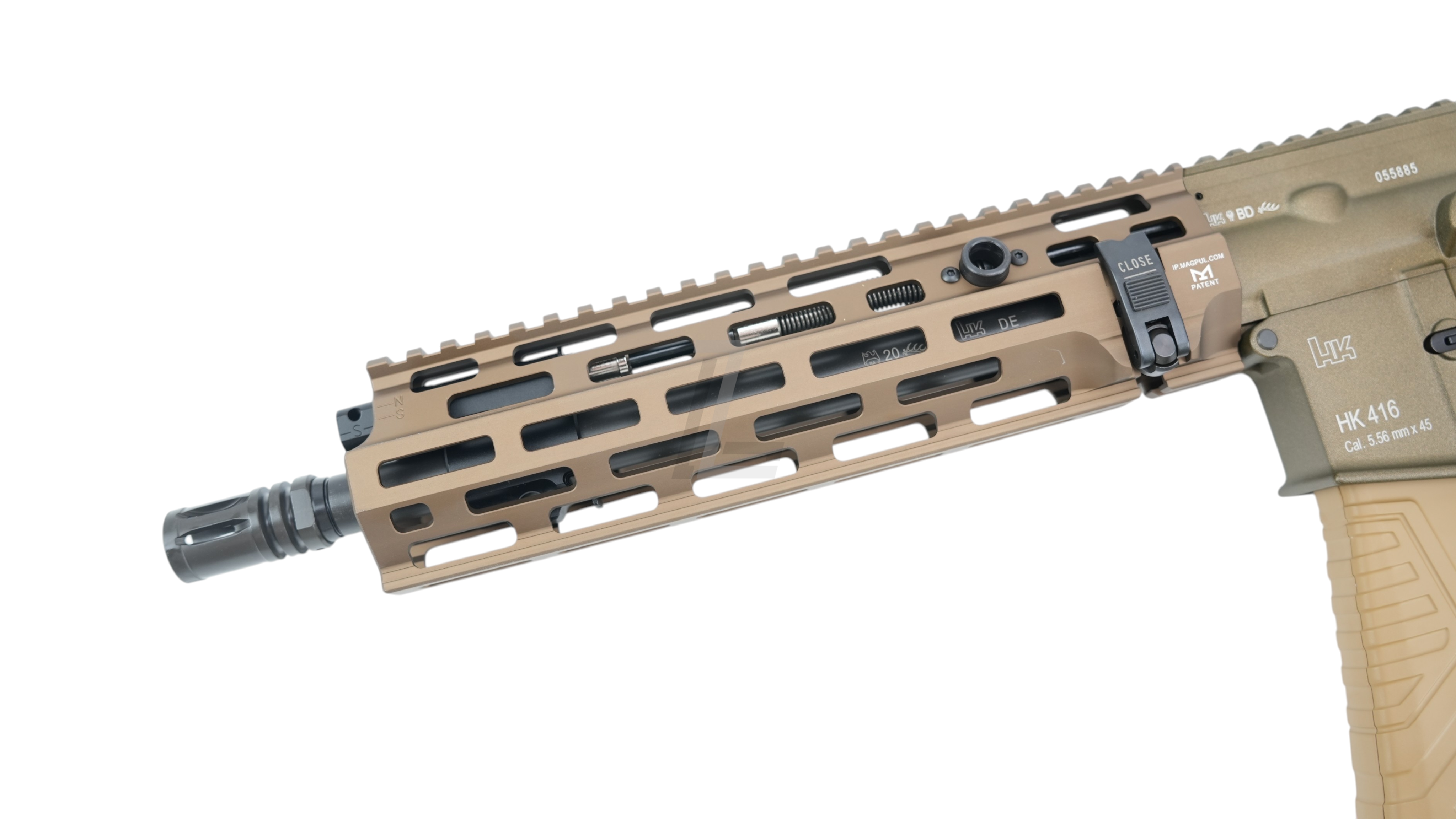 Landing Zone VFC Umarex HK416A5 GBB airsoft rifle featuring a RAL8000 M-LOK handguard with authentic HK markings.