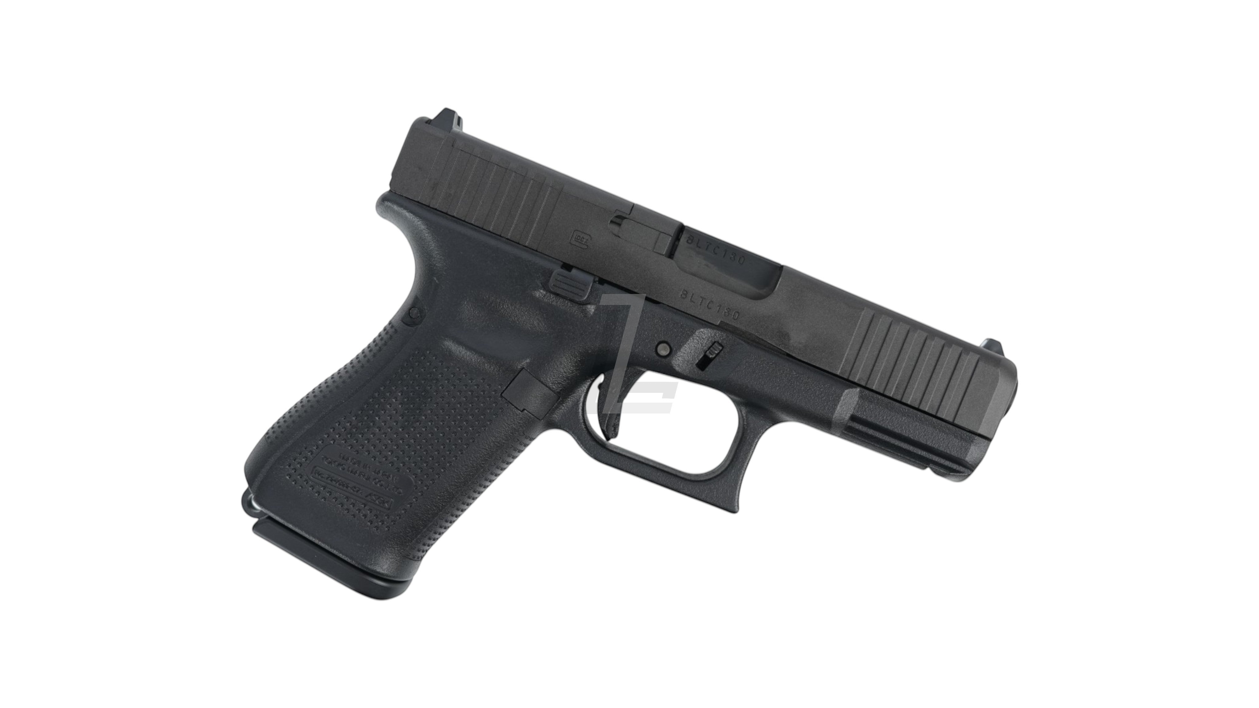 Landing Zone Tokyo Marui G19 Gen5 MOS GBB pistol, black polymer and metal construction, ambidextrous slide stop, and MOS system for red dot sights.